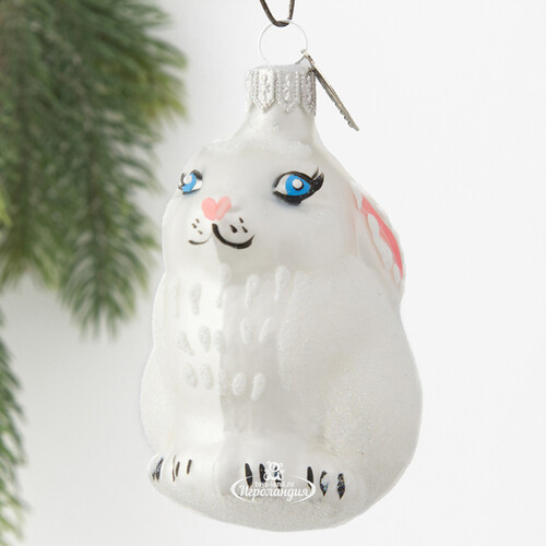 Стеклянная елочная игрушка Кролик Уолли - Лесной малыш 9 см, подвеска Коломеев