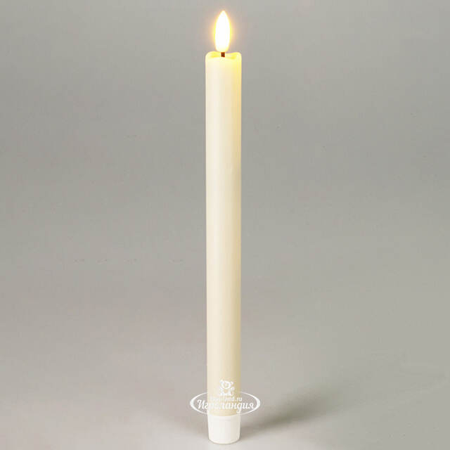 Столовая светодиодная свеча с имитацией пламени Sunrise 25 см слоновая кость, 2 шт с пультом, таймер, на батарейках Koopman