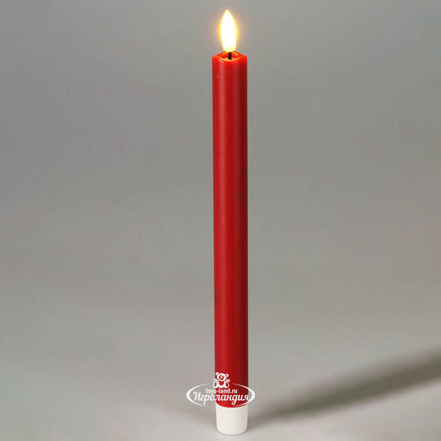 Столовая светодиодная свеча с имитацией пламени Sunrise 25 см красная, 2 шт с пультом, таймер, на батарейках Koopman