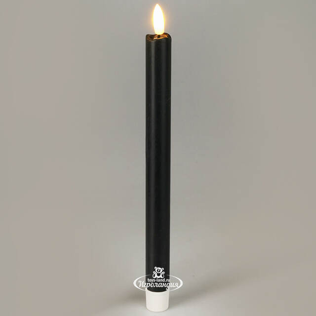 Столовая светодиодная свеча с имитацией пламени Sunrise 25 см черная, 2 шт с пультом, таймер, на батарейках Koopman