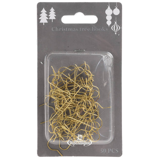 Крючки для елочных игрушек 3.5 см золотые, 50 шт Koopman