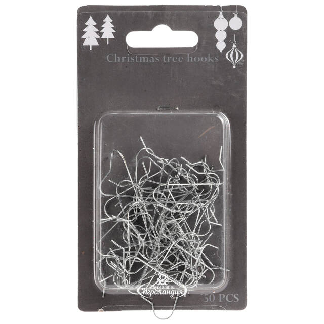 Крючки для елочных украшений 3.5 см серебряные, 50 шт Koopman
