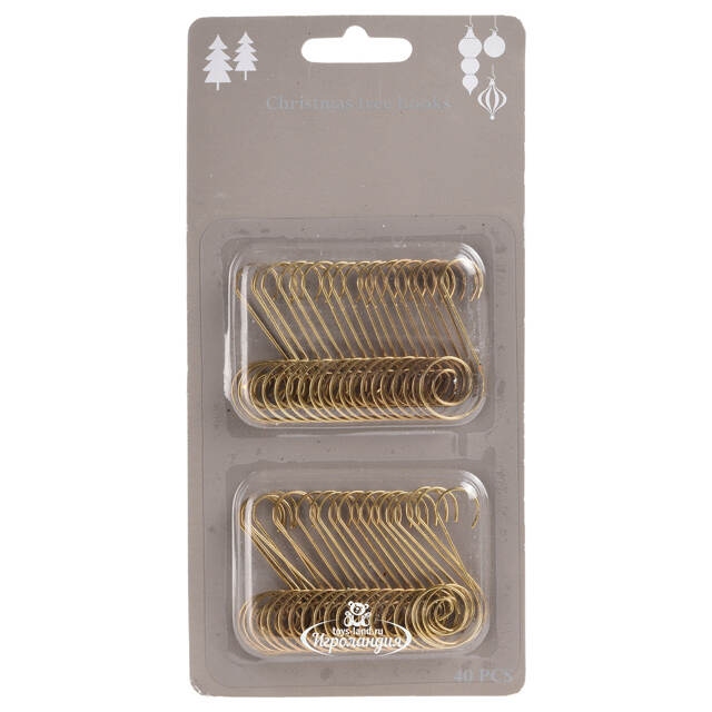 Крючки для новогодних игрушек Завиточки 4.5 см золотые 40 шт Koopman