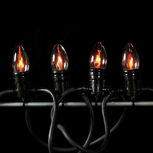 Гирлянда Свечи Горящее Пламя 10 ламп на клипсах 4 м, черный ПВХ, IP44 Koopman