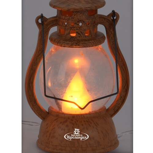 Декоративный фонарь - снежный шар Лампа волшебника Бартоломеуса 12 см на батарейке, коричневый Koopman