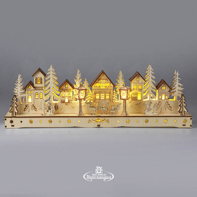 Новогодний светильник Village Street 45*15 см, 15 теплых белых LED ламп, на батарейках Koopman