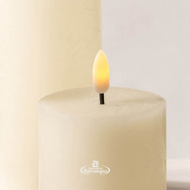 Набор светодиодных восковых свечей Рустик 10-15 см слоновая кость, мерцающее пламя, 3 шт, на батарейках, таймер Koopman (Купман)