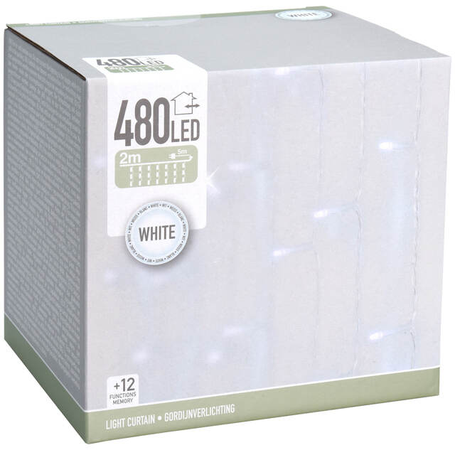 Светодиодный занавес Koopman 2*3 м, 480 холодных белых LED ламп, прозрачный ПВХ, контроллер, IP44 Koopman