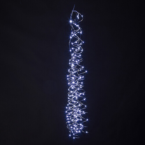 Универсальная гирлянда на елку 150-210 см Лучи Капельки Росы, 10 нитей, 200 холодных белых мини LED ламп, серебряная проволока, IP44 Koopman