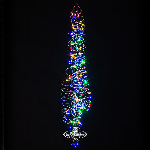 Гирлянда на елку 1 м Лучи Капельки Росы, 10 нитей, 100 разноцветных мини LED ламп, серебряная проволока, IP44 Koopman
