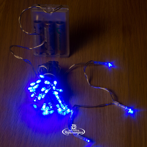 Светодиодная гирлянда Фантазия на батарейках 3 м, 30 синих LED ламп, прозрачный ПВХ, IP20 Koopman