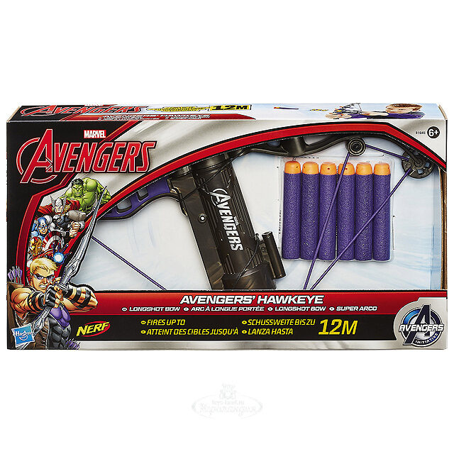 Лук Nerf Мстители с мягкими стрелами Hasbro