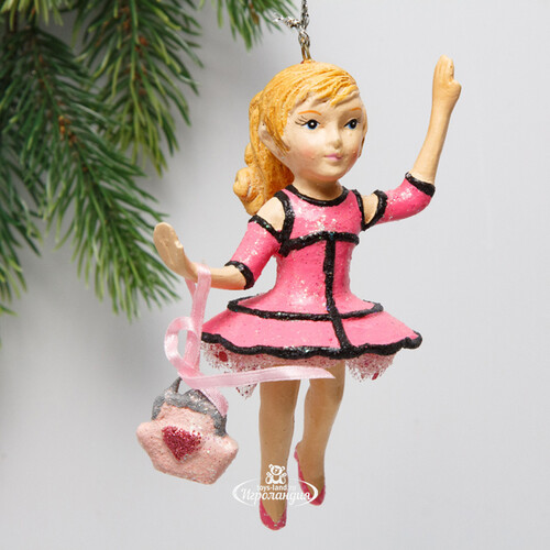 Елочная игрушка Маленькая Леди Мирель в ярко-розовом платье 13 см, подвеска Goodwill