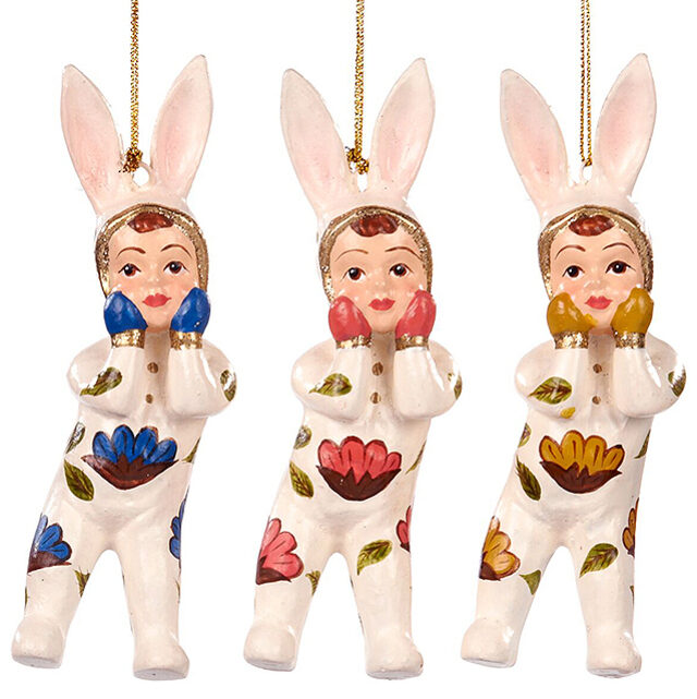 Елочная игрушка Малышка зайка 13 см, с голубым рисунком, подвеска Goodwill
