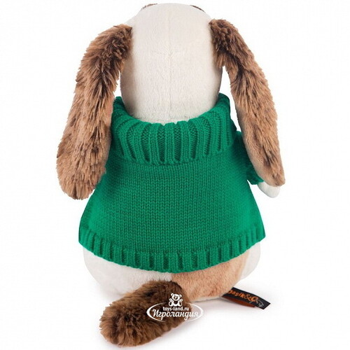 Мягкая игрушка Собака Бартоломей 27 см в зеленом свитере Budi Basa