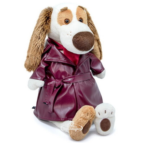 Мягкая игрушка Собака Бартоломей в пальто из экокожи 27 см Budi Basa