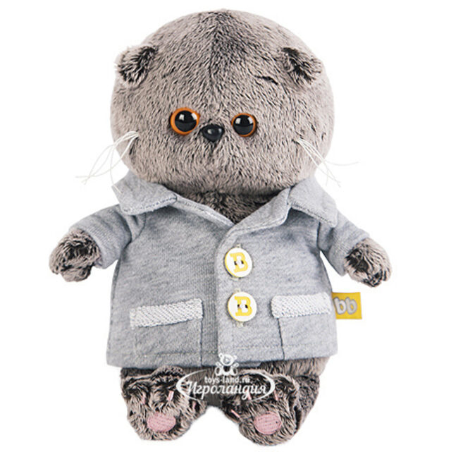Мягкая игрушка Кот Басик Baby в сером пиджачке 20 см Budi Basa