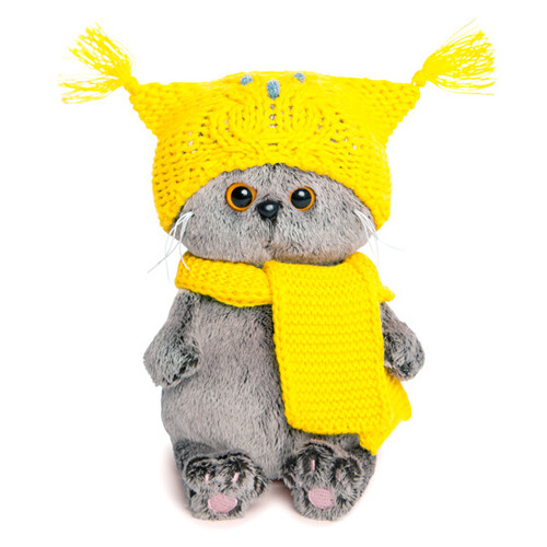 Мягкая игрушка Кот Басик Baby в шапке-сова и шарфе 20 см Budi Basa