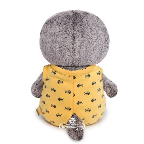 Мягкая игрушка Кот Басик Baby в желтом комбинезоне с рыбкой 20 см Budi Basa