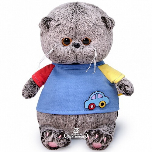 Мягкая игрушка Кот Басик Baby в футболке с машинкой 20 см Budi Basa