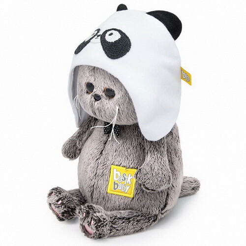 Мягкая игрушка Кот Басик Baby в шапке-панда 20 см Budi Basa