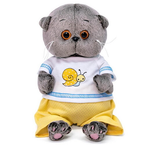 Мягкая игрушка Кот Басик Baby в футболке с улиткой 20 см Budi Basa