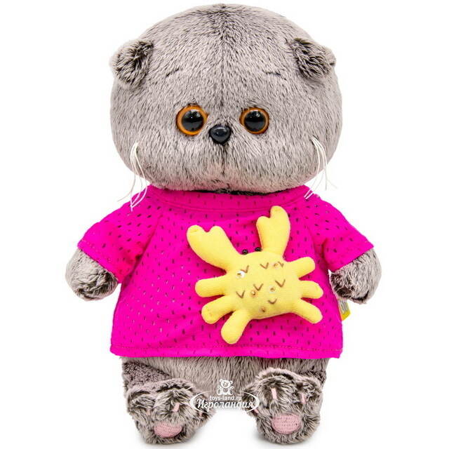 Мягкая игрушка Кот Басик Baby в лонгсливе с крабиком 20 см Budi Basa
