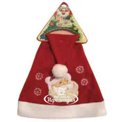 Шапка Деда Мороза с аппликацией - Санта 40 см Peha