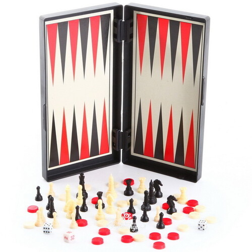 Магнитные игры Удачная партия 3 в 1: Шашки, Шахматы, Нарды Bondibon