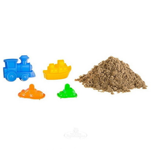 Кинетический песок для лепки Марсианский бежевый с 4 формочками (транспорт), 500 г Bondibon