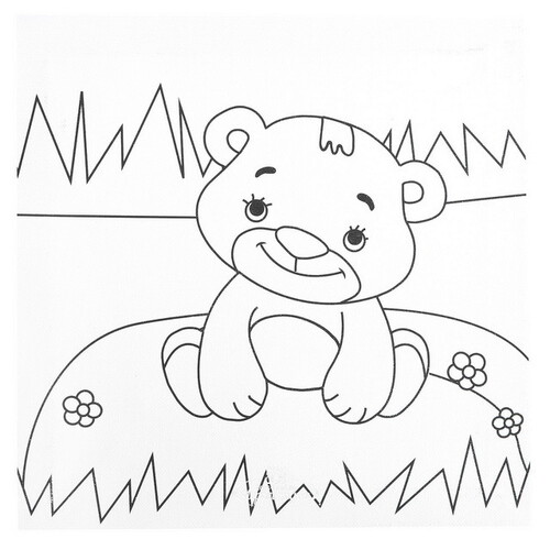 Раскраска на холсте Творчество с Буки - Медвежонок 25*25 см + краски Bondibon