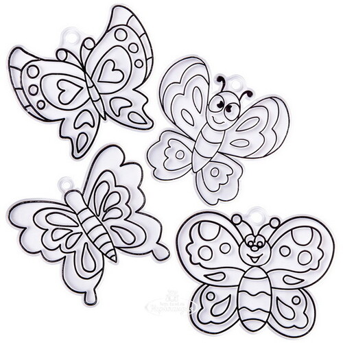 Набор для раскрашивания Витражи - Бабочки 4 шт + краски Bondibon
