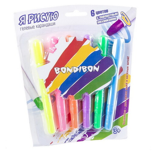 Гелевые карандаши Я рисую 6 цветов в цветном корпусе Bondibon
