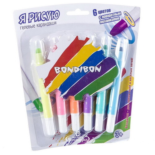 Гелевые карандаши Я рисую 6 цветов в пастельном корпусе Bondibon