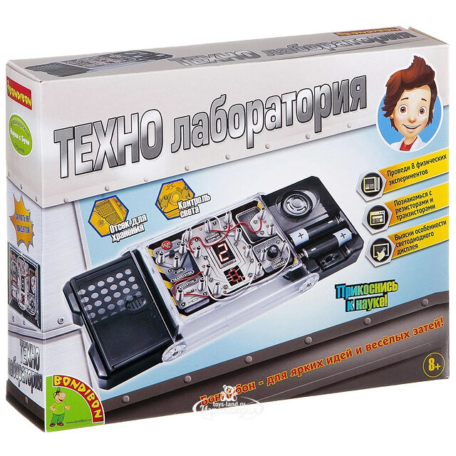 Набор для опытов Науки с Буки: Техно лаборатория + 8 экспериментов Bondibon
