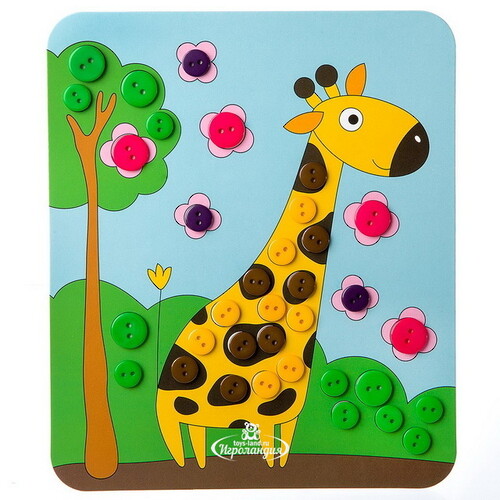 Набор для творчества Картина из пуговиц для малышей - Жираф 22*22 см Bondibon
