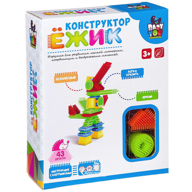 Игольчатый конструктор Ежик - Робот, 43 детали Bondibon