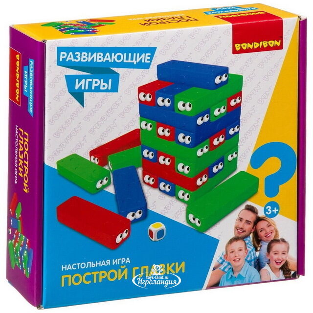 Настольная игра Построй Глазки, 30 блоков Bondibon (Бондибон)