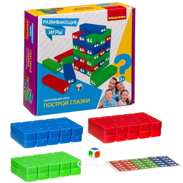 Настольная игра Построй Глазки, 30 блоков Bondibon (Бондибон)