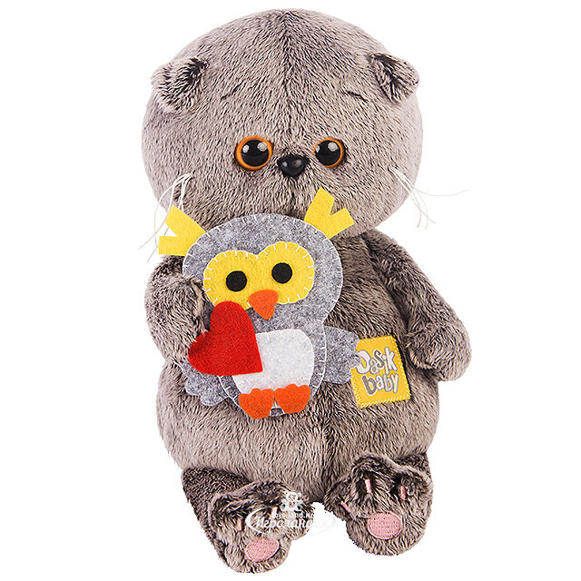 Мягкая игрушка Кот Басик Baby с совенком 20 см Budi Basa (Буди Баса)
