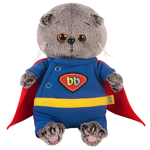 Мягкая игрушка Кот Басик Baby в костюме супермена 20 см Budi Basa