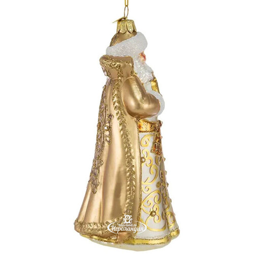 Стеклянная елочная игрушка Санта Клаус - Miracoli Caramello 18 см, подвеска Kurts Adler