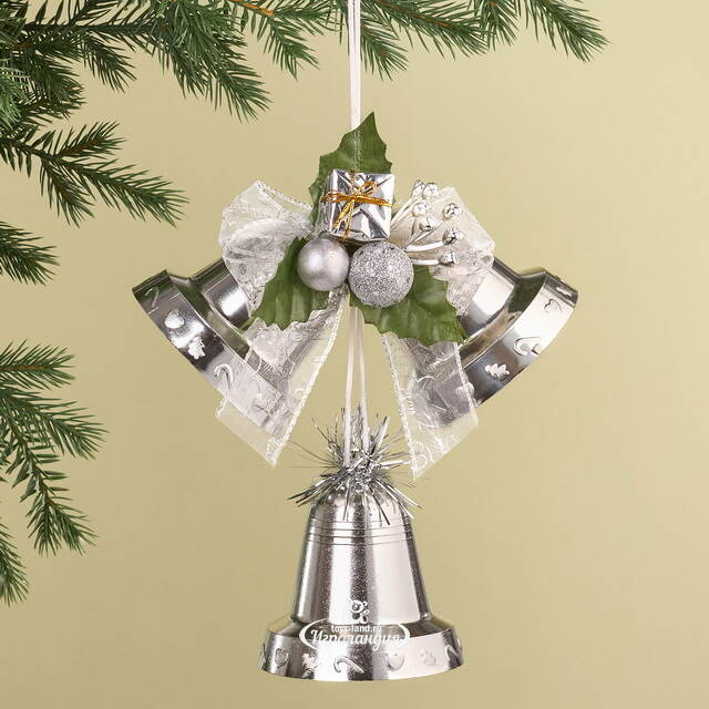Елочное украшение Колокольчики 20 см серебряный Snowhouse