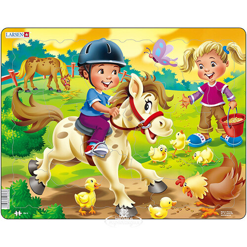 Пазл для малышей Дети на ферме - Пони, 16 элементов, 36*28 см LARSEN
