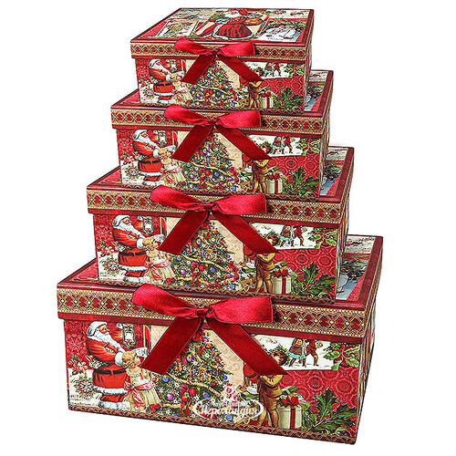 Подарочная коробка Санта и дети прямоугольная 23*16*12 см Mister Christmas