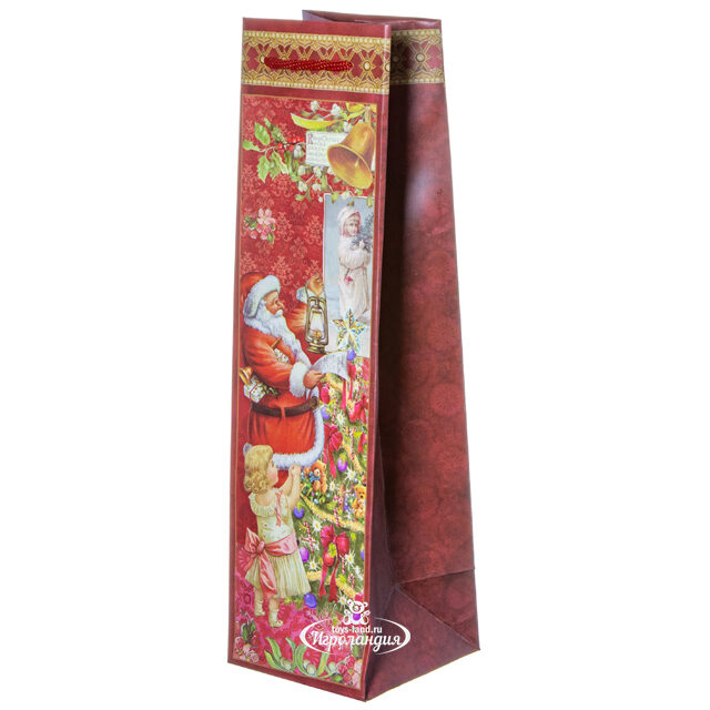 Подарочный пакет для бутылки Новогодний 35*10 см Mister Christmas (Мистер Кристмас)