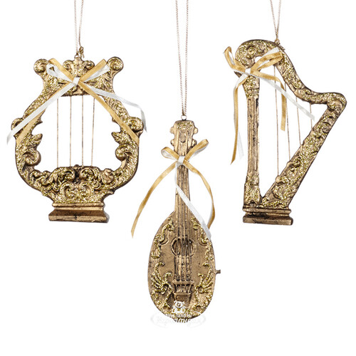 Набор елочных игрушек Музыкальные Инструменты - Венецианский Карнавал 13 см, 3 шт, подвеска Goodwill