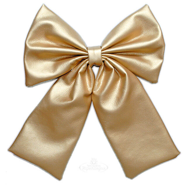 Украшение для уличной елки Бант Классический 27 см золотой, эко-кожа МанузинЪ
