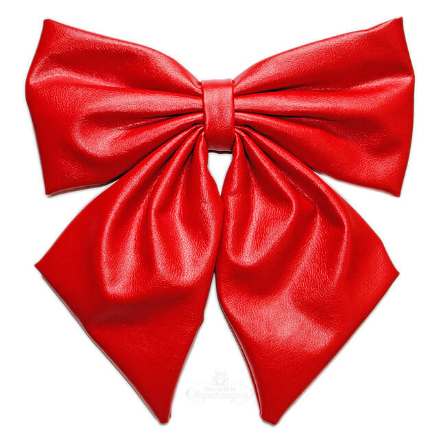 Украшение для уличной елки Бант Роскошный 40 см красный, эко-кожа МанузинЪ