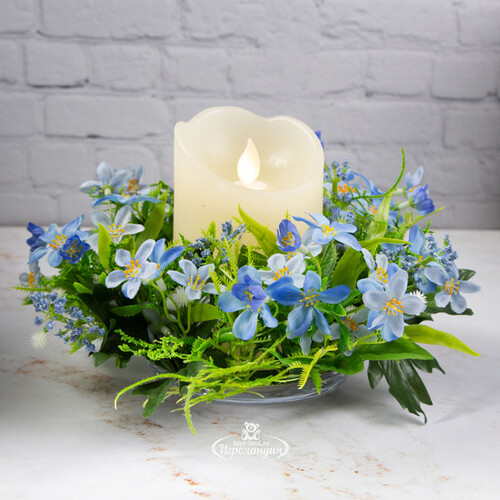 Венок для свечи Голубые Незабудки 22 см Swerox